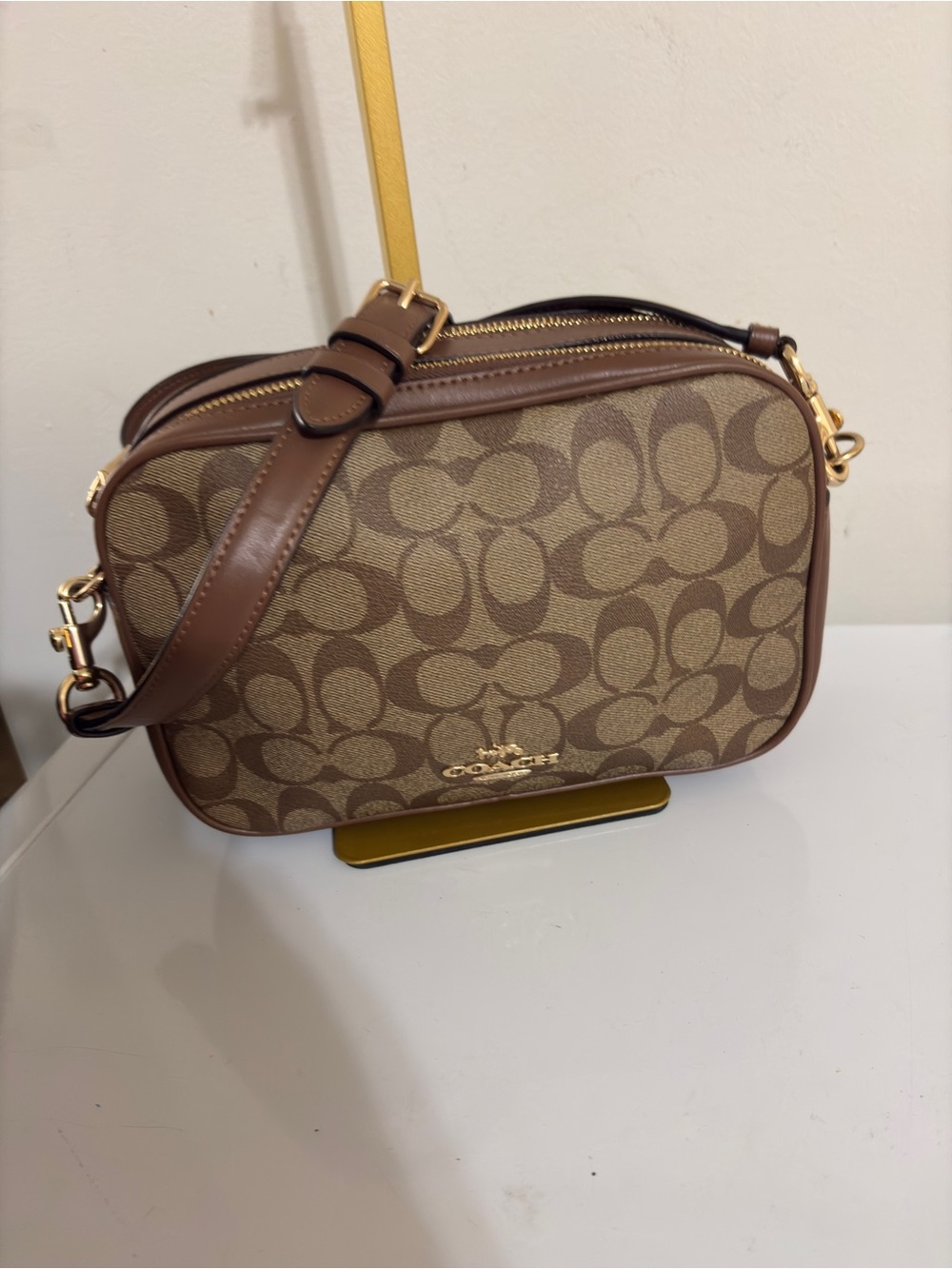 Coach Brown Signature Canvas Crossbody with Gold Hardware - Picture 3 of 14
